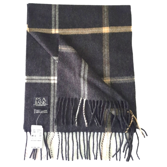 Jos. A. Bank Other - NWT Jos. A. Bank 100% Cashmere Classic Plaid Multicolor Fringe Scarf, 64" x 12"